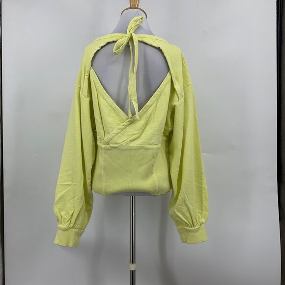 Pilcro Sweatshirt Womens XL Buttercup Crop Open Back Long Sleeve Anthropologie - Picture 7 of 15